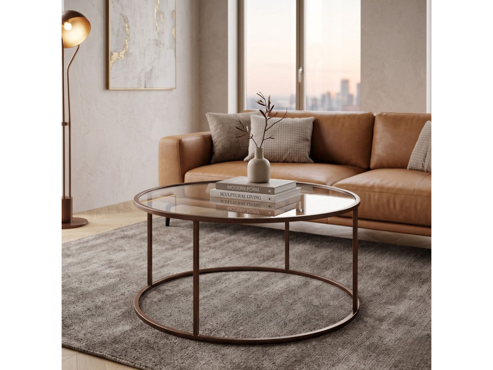 Mesa de centro de madera «Brown-Trs-80-Nrd-Srk» - 80 x 80 x 43 cm - Marrón