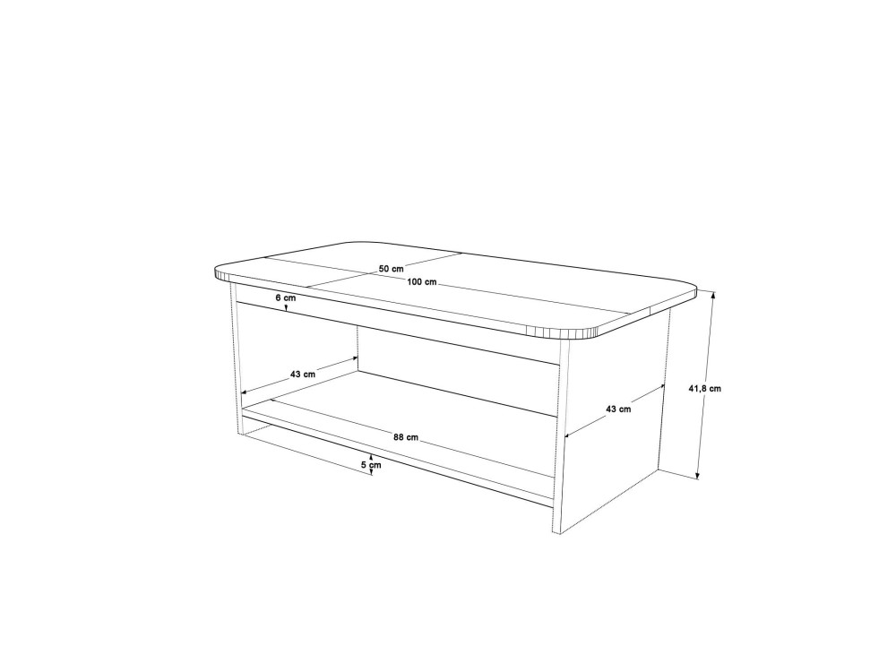 Mesa de centro de madera «Chb1» - 100 x 50 x 42 cm - Travertino