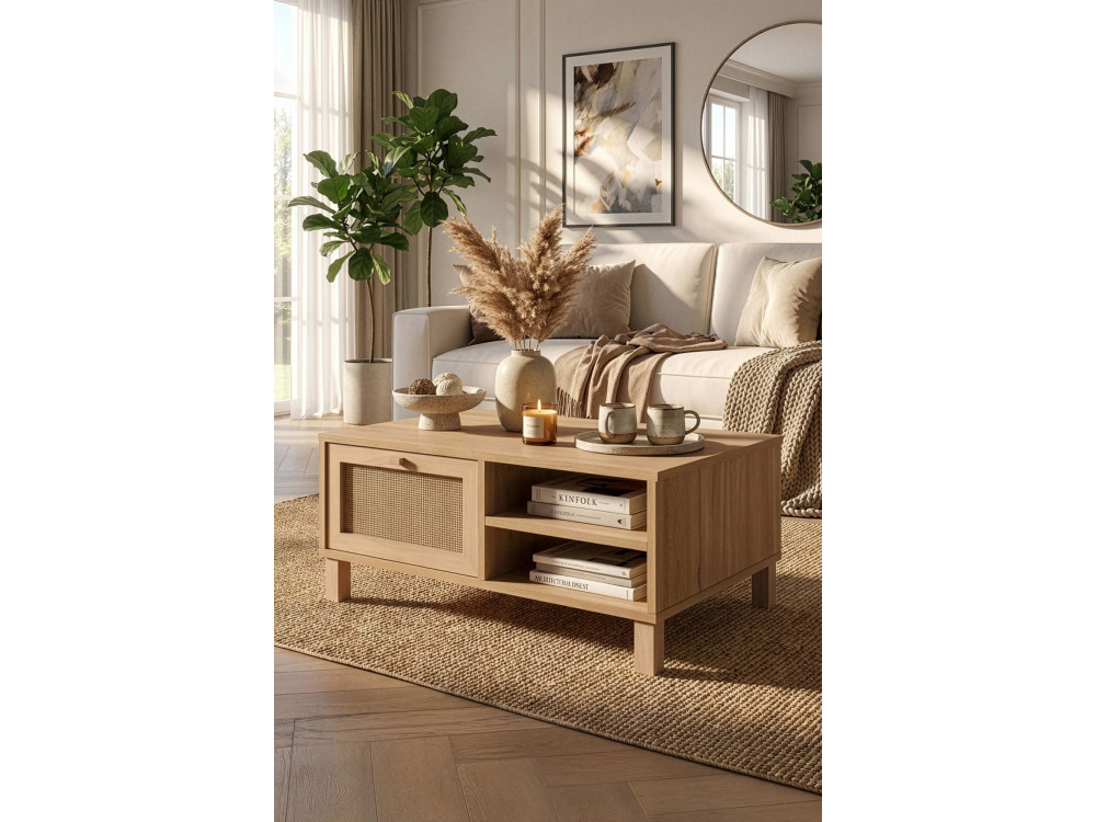 Mesa de centro de madera «Dune» - 90 x 60 x 39 cm - Roble