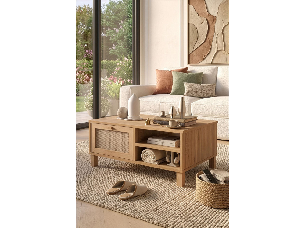 Mesa de centro de madera «Dune» - 90 x 60 x 39 cm - Roble