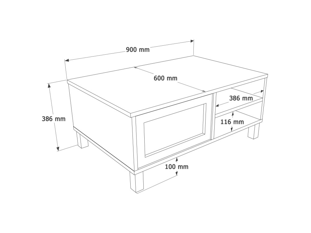 Mesa de centro de madera «Dune» - 90 x 60 x 39 cm - Roble