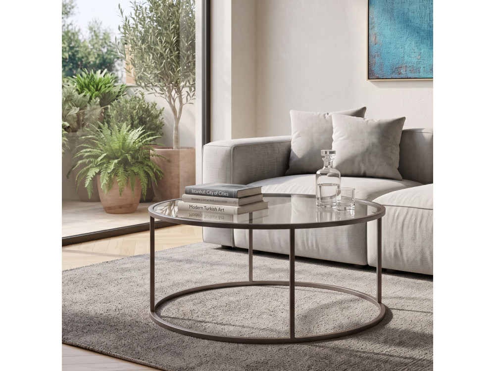 Mesa de centro de madera «Grey-Trs-80-Nrd-Srk» - 80 x 80 x 43 cm - Gris