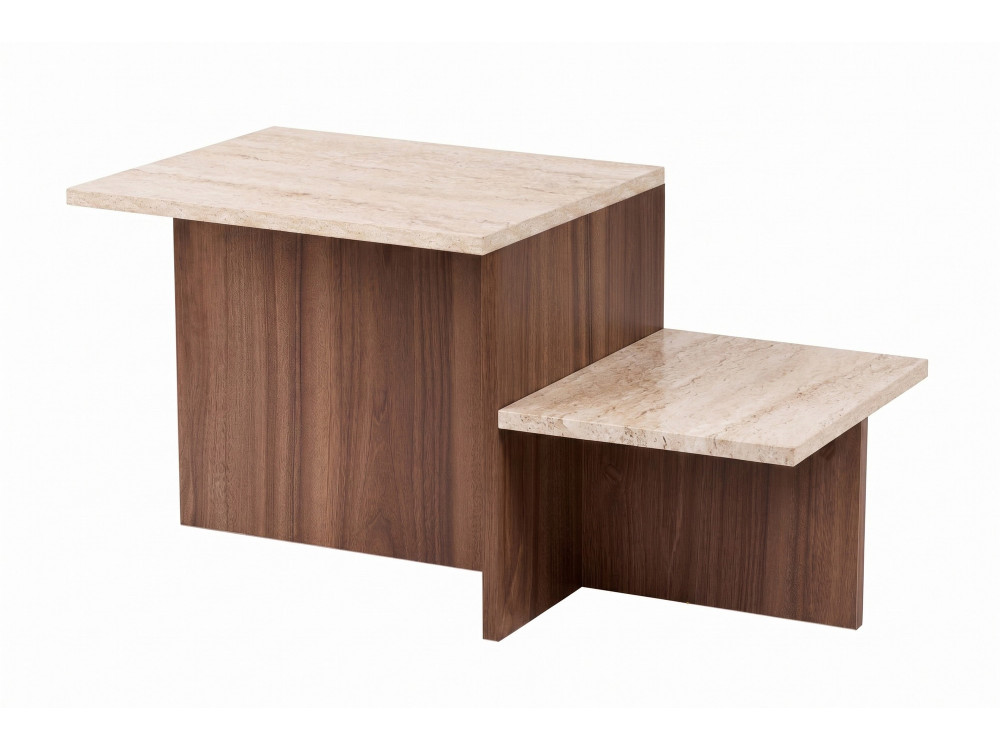 Mesa de centro de madera «Harmony» - 80 x 40 x 40 cm - Travertino