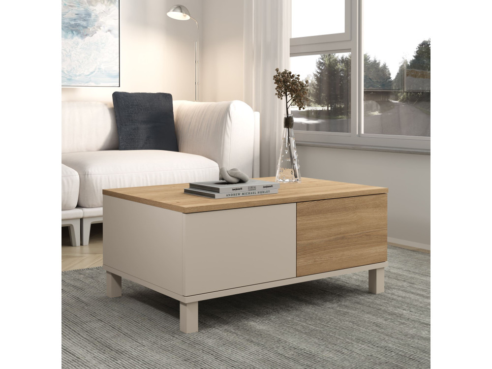 Mesa de centro de madera «Mood» - 90 x 60 x 40 cm - Color arena