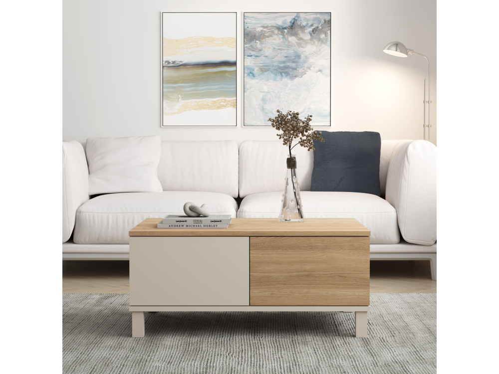 Mesa de centro de madera «Mood» - 90 x 60 x 40 cm - Color arena