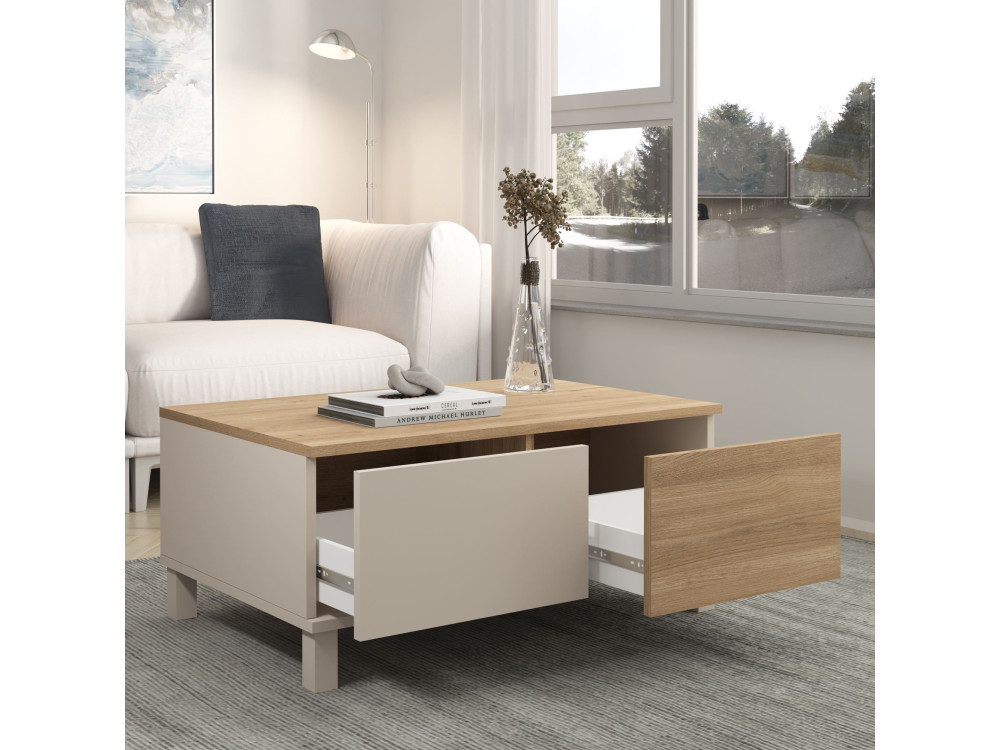 Mesa de centro de madera «Mood» - 90 x 60 x 40 cm - Color arena