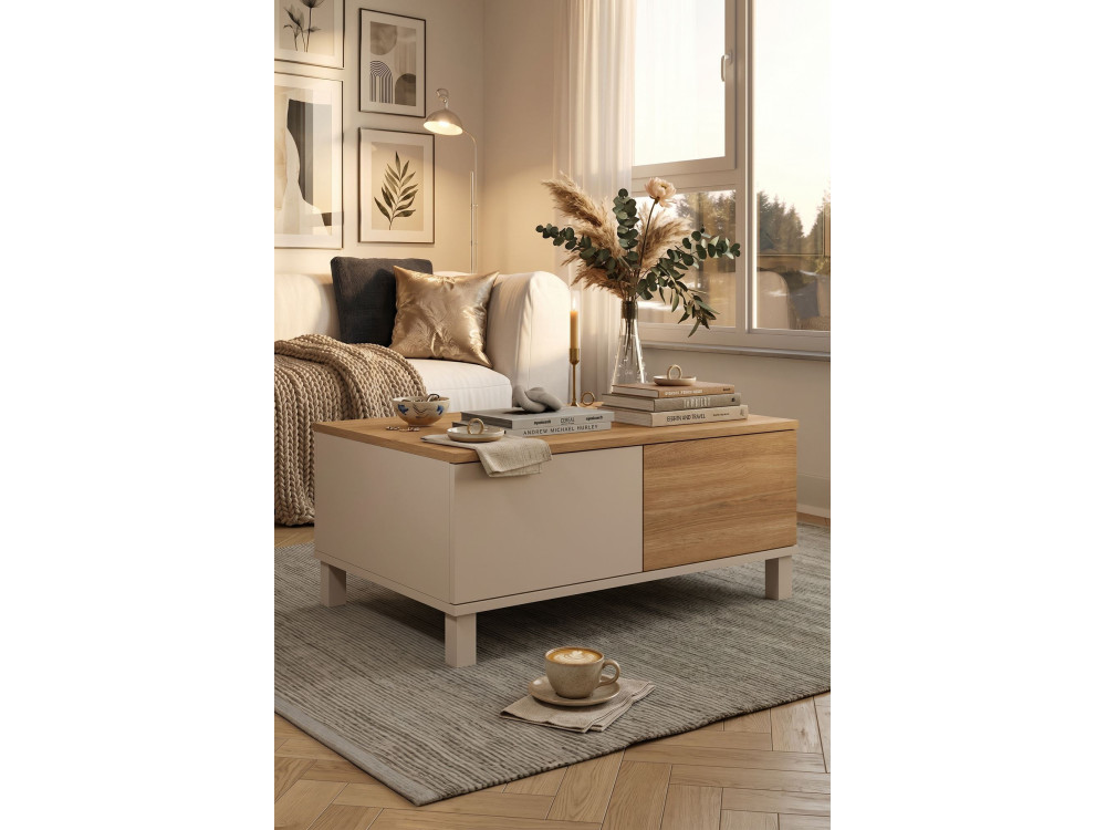 Mesa de centro de madera «Mood» - 90 x 60 x 40 cm - Color arena