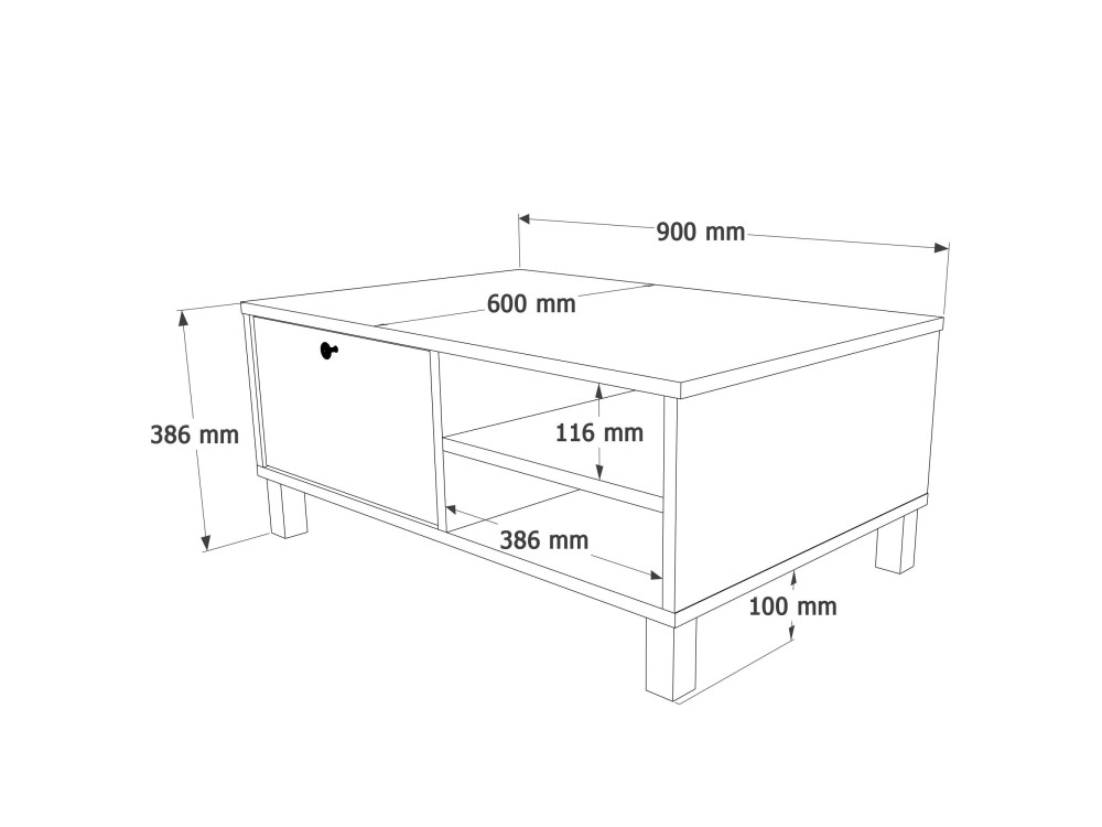 Mesa de centro de madera «Nord» - 90 x 60 x 38 cm - Blanca