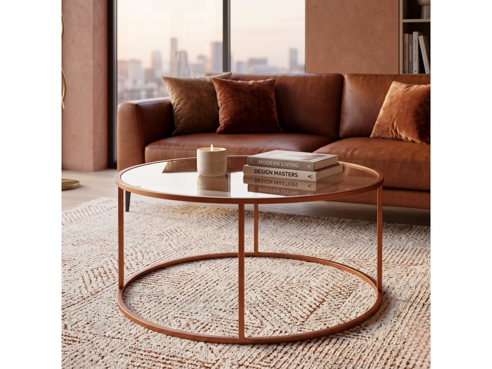 Mesa de centro de madera «Orange-Trs-80-Nrd-Srk» - 80 x 80 x 43 cm - Naranja