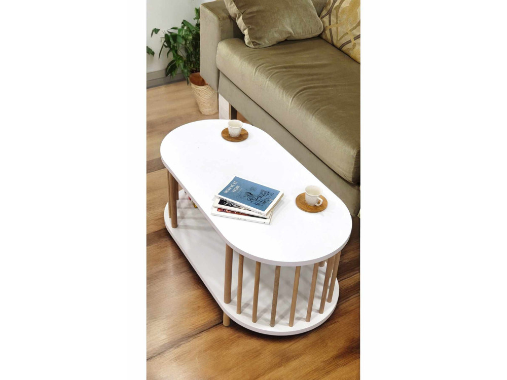 Mesa de centro de madera «Peka-0111» - 90 x 45 x 43 cm - Blanca