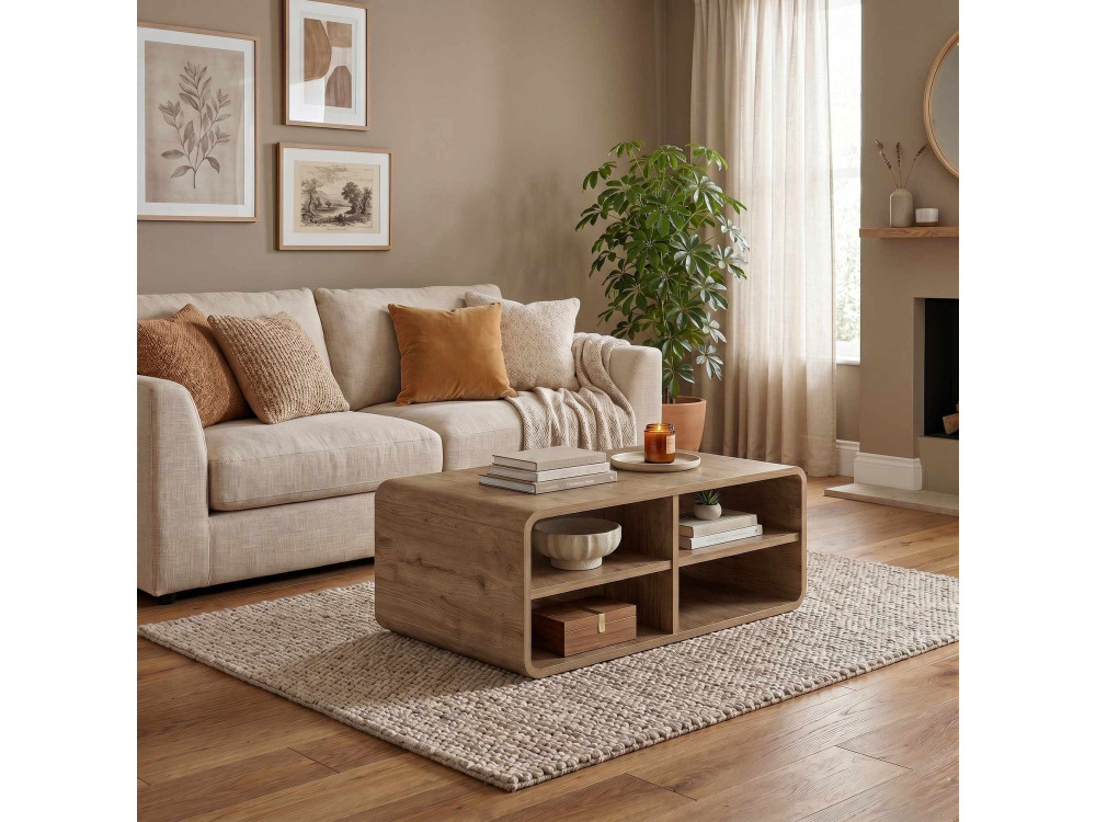 Mesa de centro de madera «ROVEL» - 80 x 50 x 32 cm - Natural