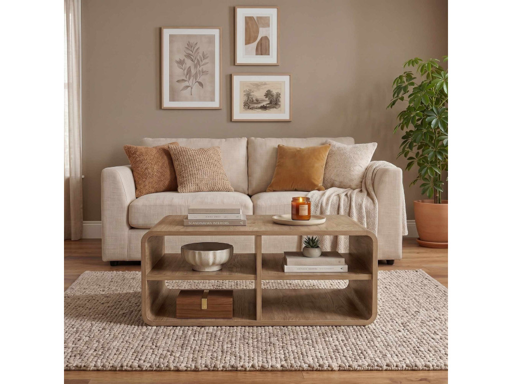 Mesa de centro de madera «ROVEL» - 80 x 50 x 32 cm - Natural