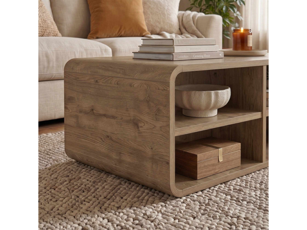Mesa de centro de madera «ROVEL» - 80 x 50 x 32 cm - Natural