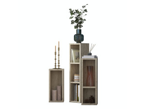 Juego de mesitas auxiliares de madera «AD106» - 20 x 18 x 80 cm - Travertino