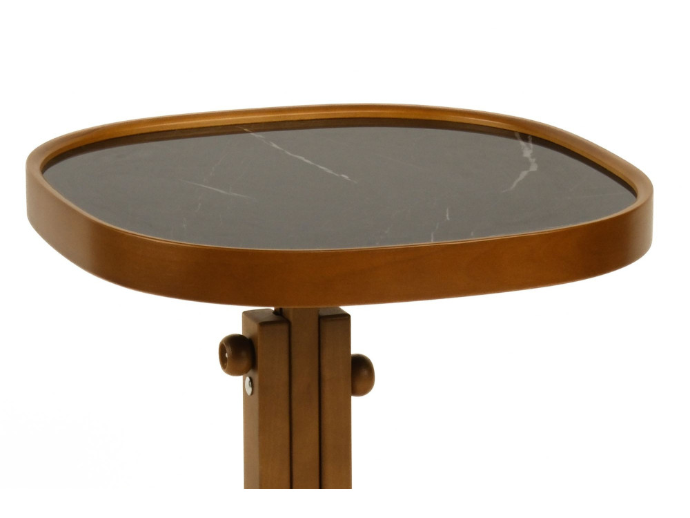 Mesita auxiliar de madera «Opus Kare 42» - 42 x 42 x 57 cm - Nogal / Mármol negro