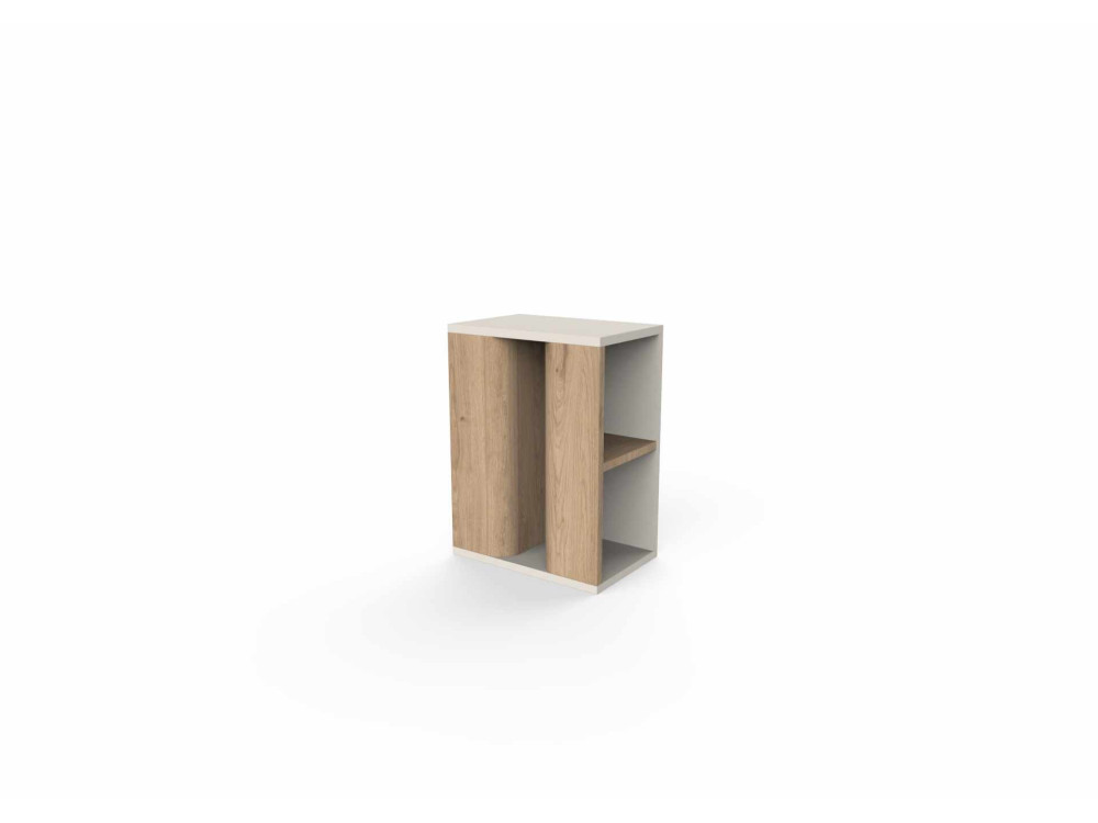 Mesita auxiliar de madera «VENTRO» - 45 x 25 x 51 cm - Natural / Gres