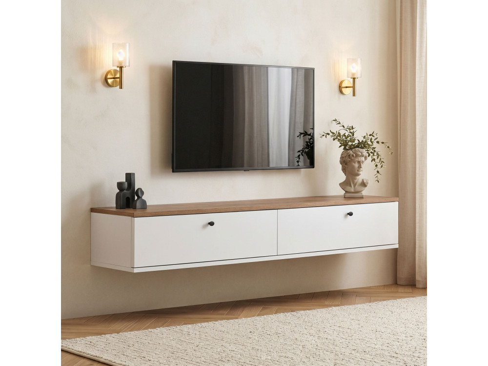Mueble para la tele de madera «Línea 160» - 160 x 25 x 25 cm - Blanco