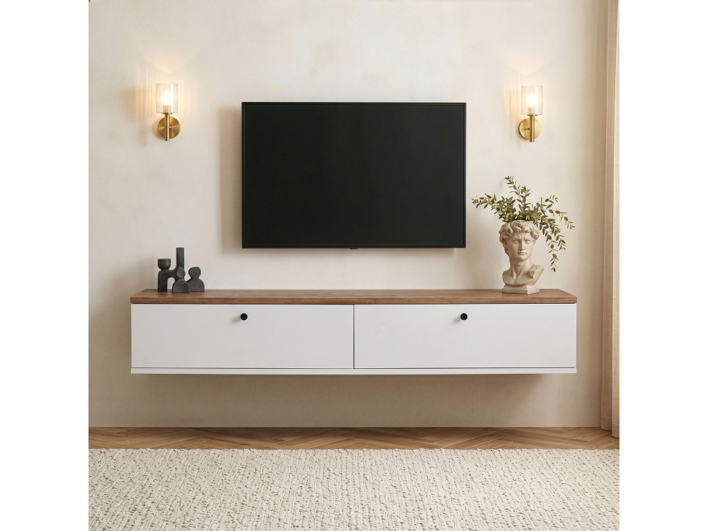 Mueble para la tele de madera «Línea 160» - 160 x 25 x 25 cm - Blanco