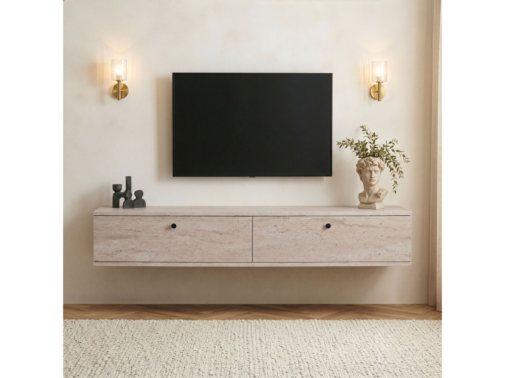 Mueble para la tele de madera «Línea 160» - 160 x 25 x 25 cm - Travertino