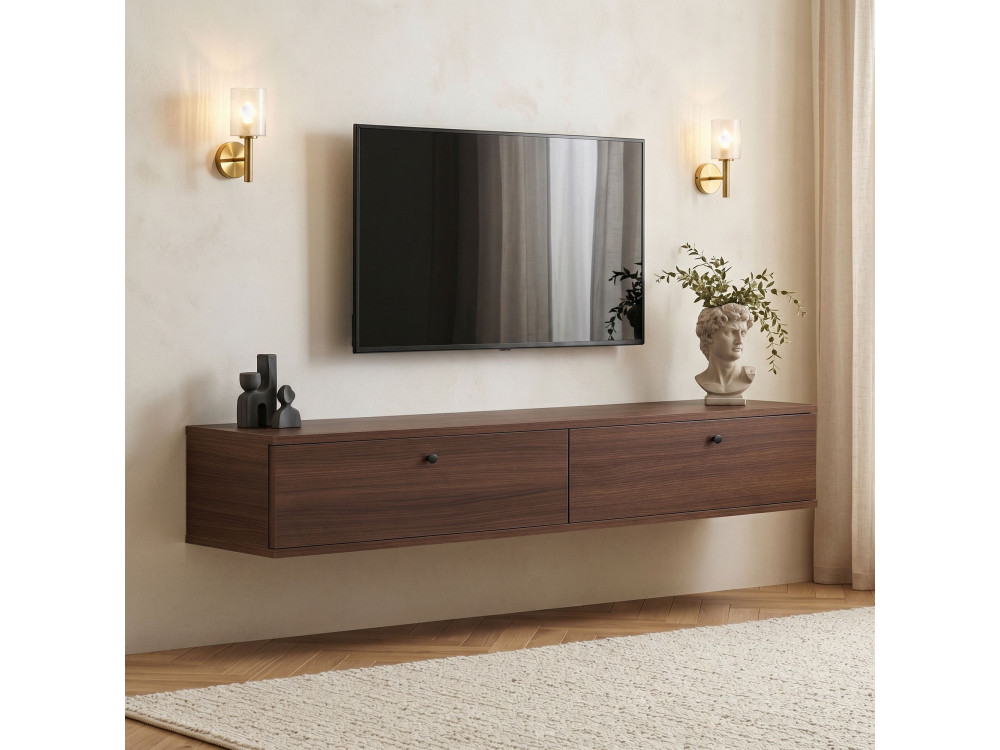 Mueble para la tele de madera «Ligne 160» - 160 x 25 x 25 cm - Nogal