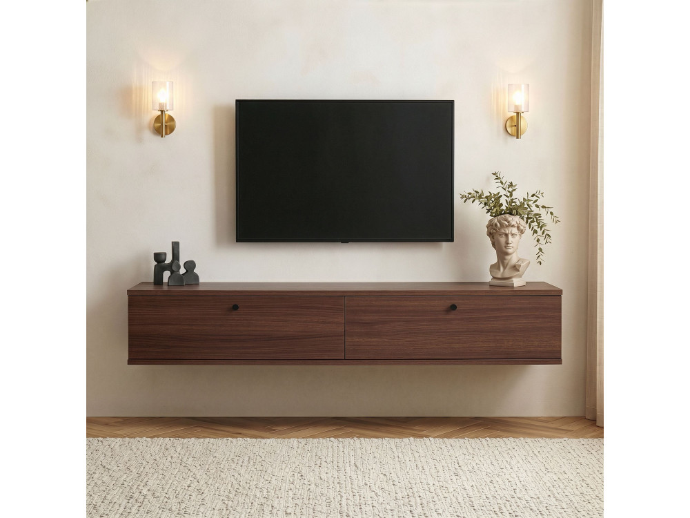 Mueble para la tele de madera «Ligne 160» - 160 x 25 x 25 cm - Nogal