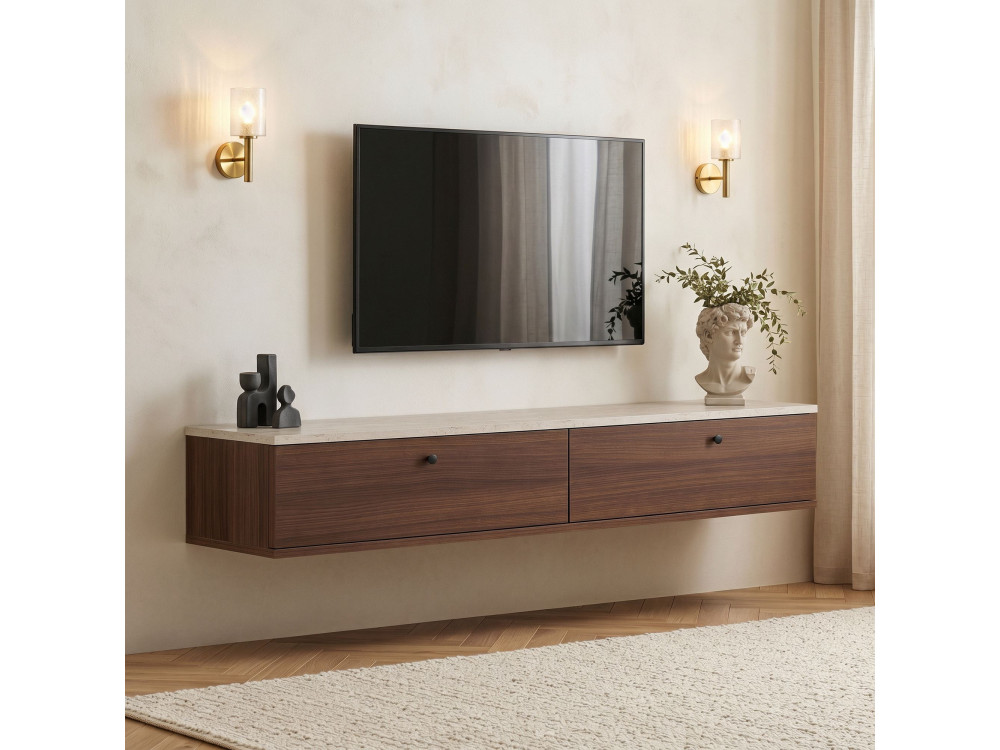 Mueble para la televisión de madera «Ligne 160» - 160 x 25 x 25 cm - Marrón