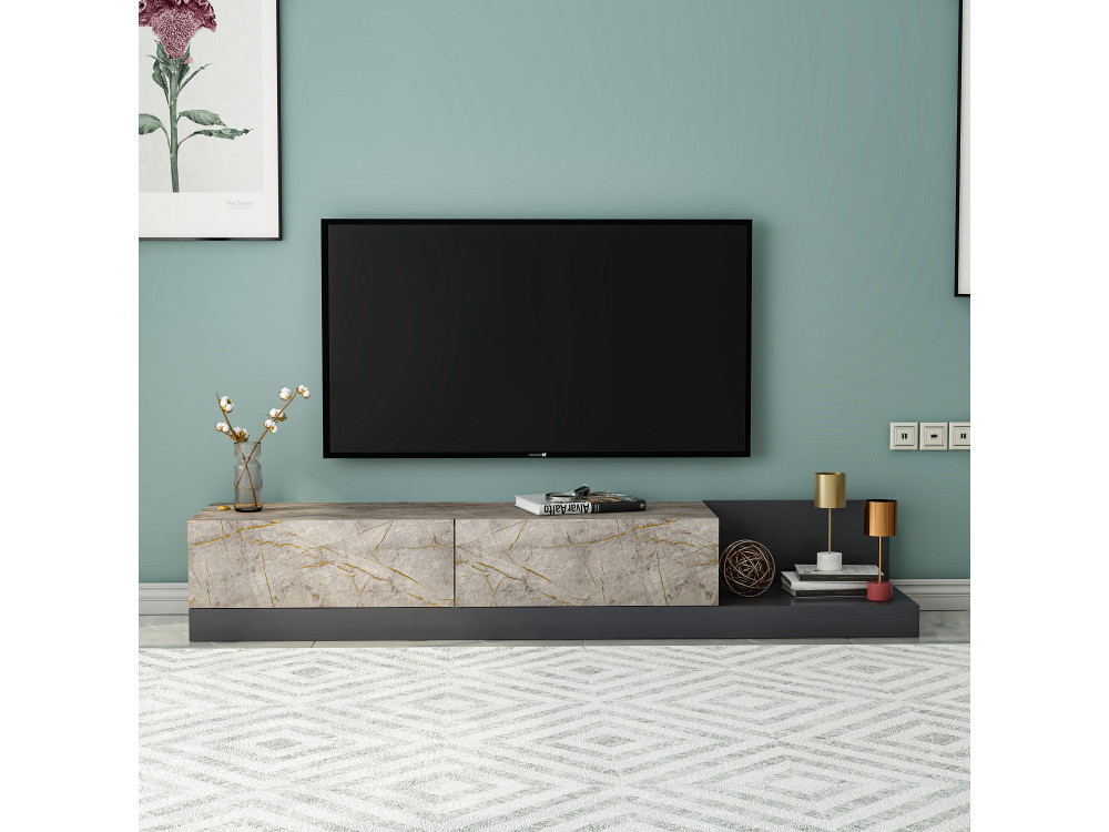 Mueble para la televisión de madera «Major» - 180 x 37 x 30 cm -  Antracita