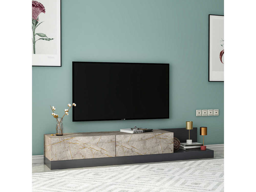 Mueble para la televisión de madera «Major» - 180 x 37 x 30 cm -  Antracita