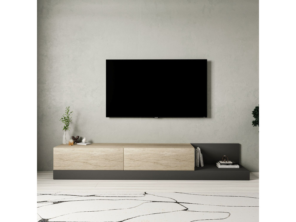 Mueble para la tele de madera «Major» - 180 x 37 x 30 cm - Beige