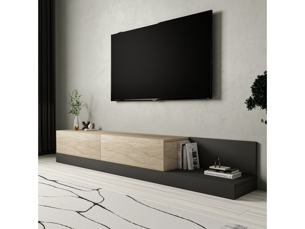 Mueble para la tele de madera «Major» - 180 x 37 x 30 cm - Beige