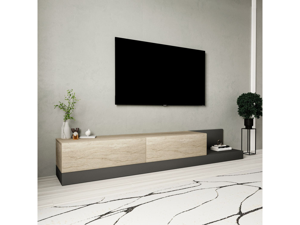 Mueble para la tele de madera «Major» - 180 x 37 x 30 cm - Beige