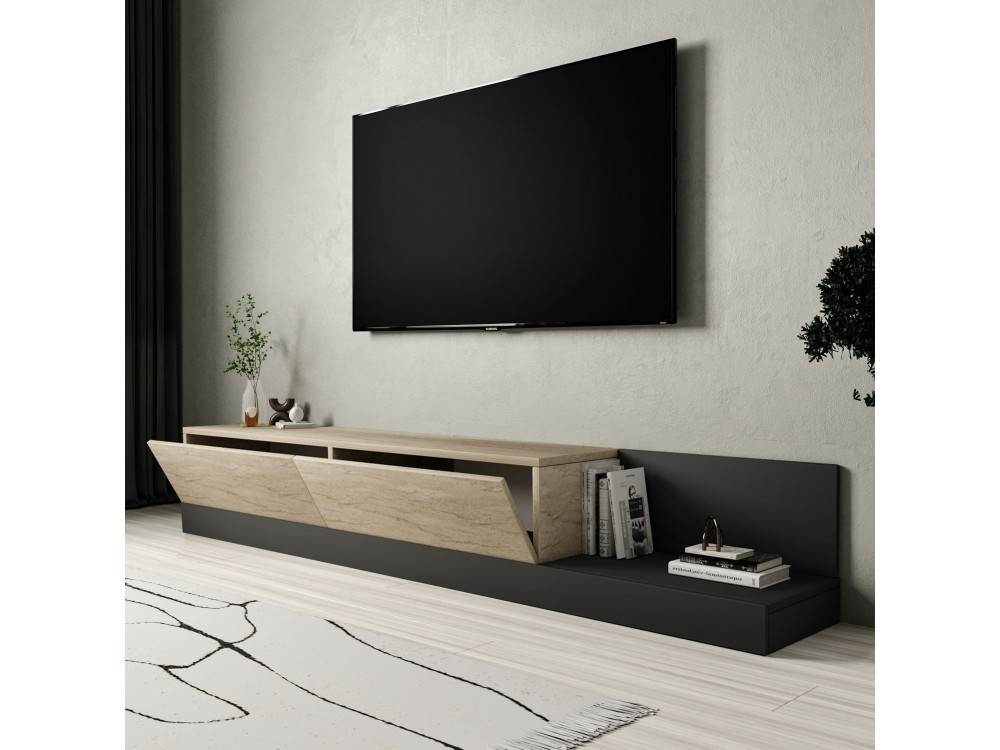 Mueble para la tele de madera «Major» - 180 x 37 x 30 cm - Beige