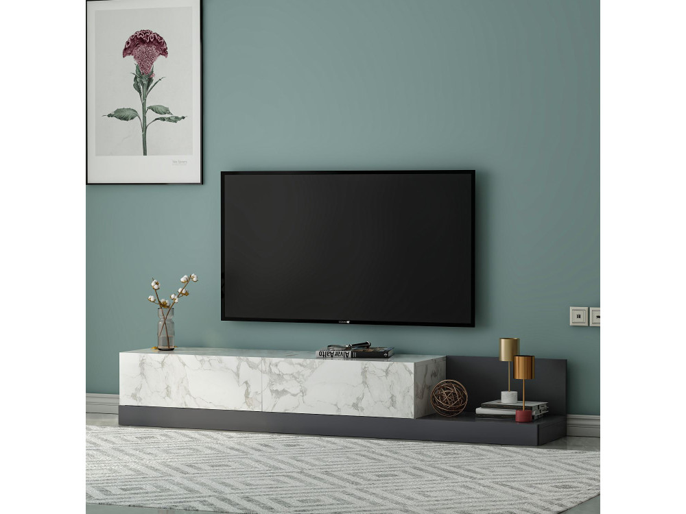 Mueble para la tele de madera «Major» - 180 x 37 x 30 cm - Gris