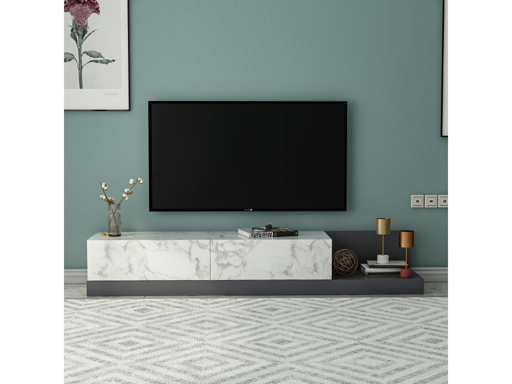 Mueble para la tele de madera «Major» - 180 x 37 x 30 cm - Gris