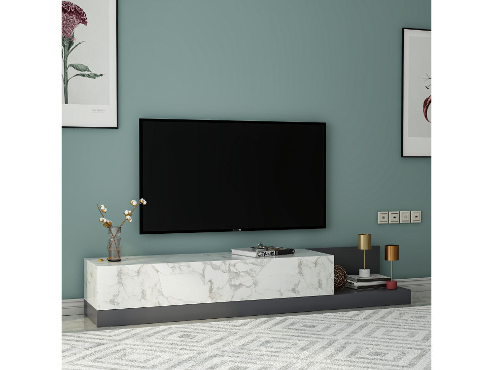 Mueble para la tele de madera «Major» - 180 x 37 x 30 cm - Gris