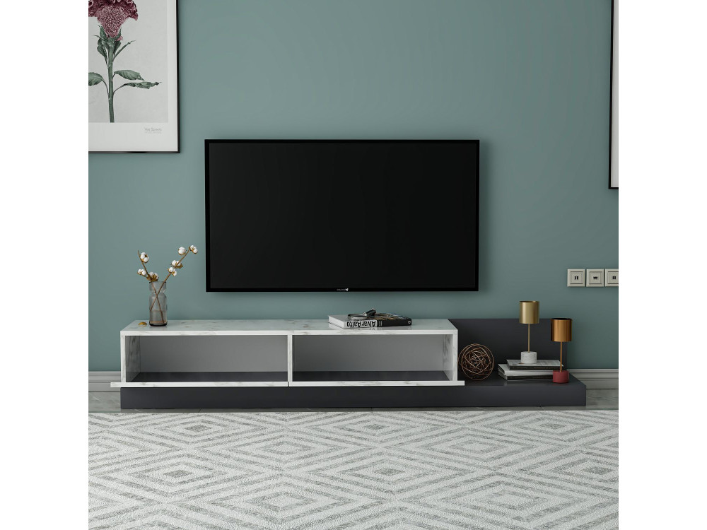 Mueble para la tele de madera «Major» - 180 x 37 x 30 cm - Gris