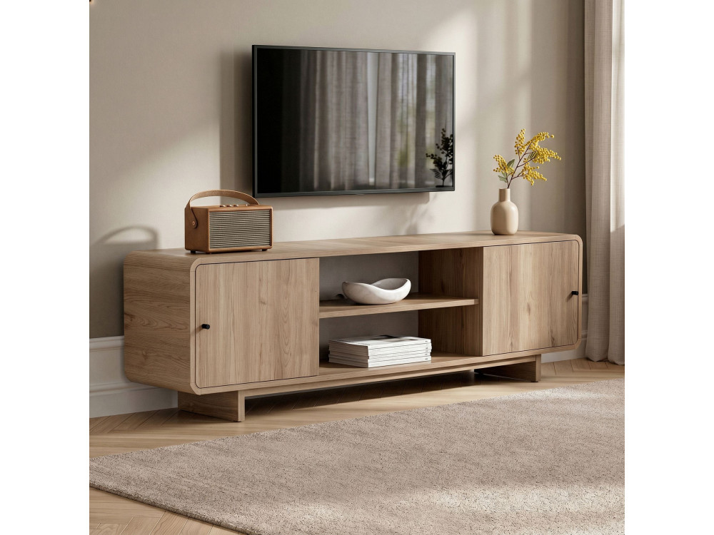 Mueble para la tele de madera «Mirel» - 180 x 34 x 52 cm - Roble