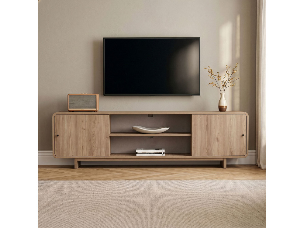 Mueble para la tele de madera «Mirel» - 180 x 34 x 52 cm - Roble
