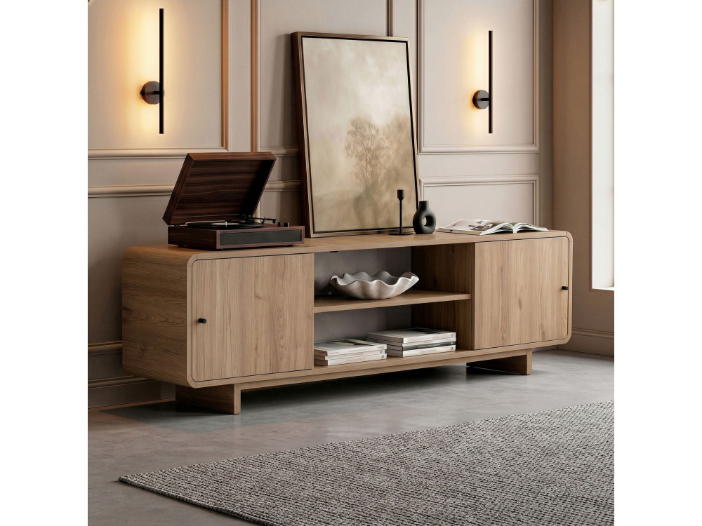 Mueble para la tele de madera «Mirel» - 180 x 34 x 52 cm - Roble