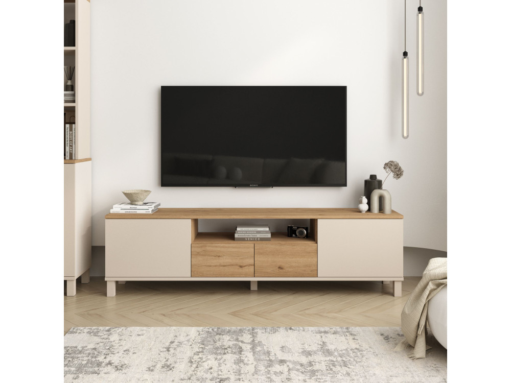 Mueble para la tele de madera «Mood» - 180 x 35 x 49 cm - Beige