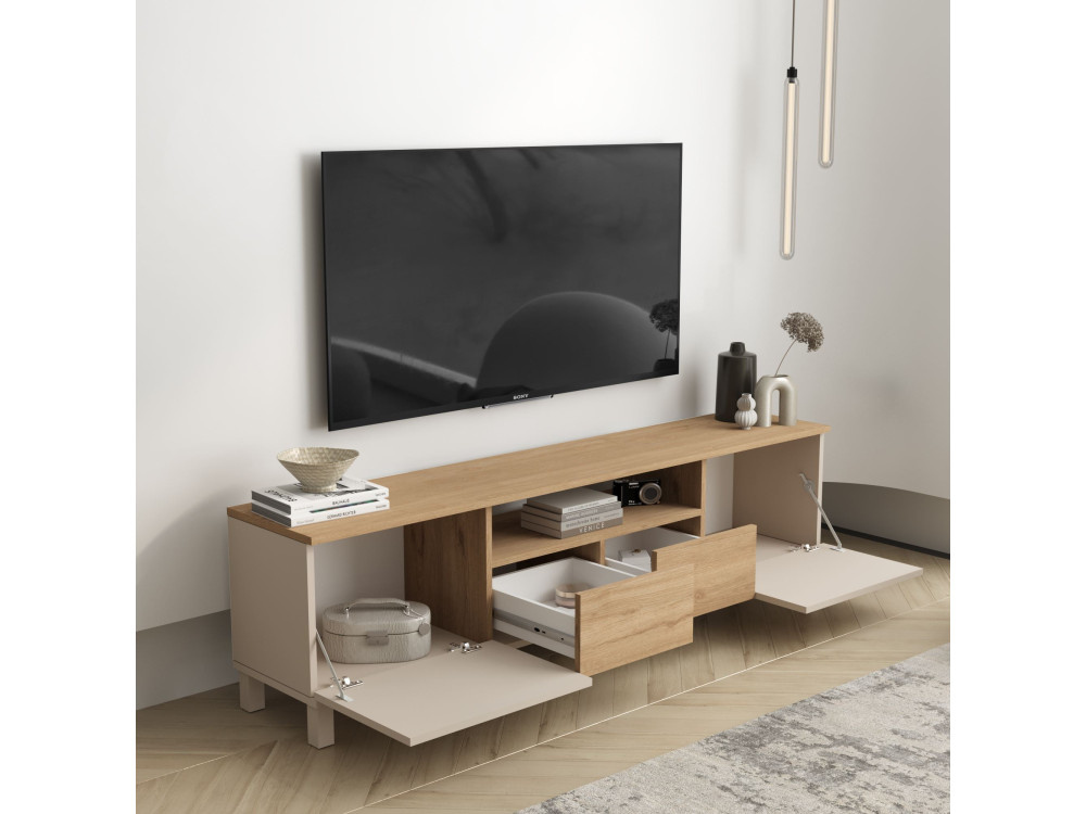 Mueble para la tele de madera «Mood» - 180 x 35 x 49 cm - Beige