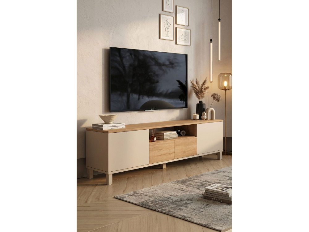 Mueble para la tele de madera «Mood» - 180 x 35 x 49 cm - Beige