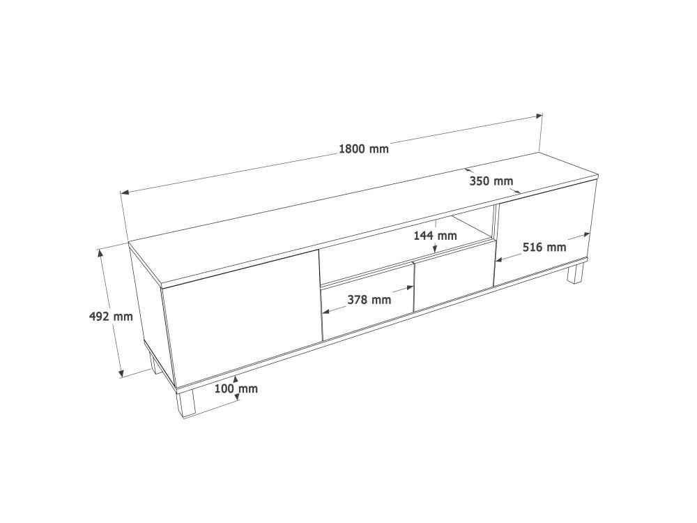 Mueble para la tele de madera «Mood» - 180 x 35 x 49 cm - Beige
