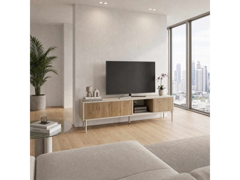 Mueble para la tele de madera «VENTRO» - 150 x 36 x 40 cm - Beige