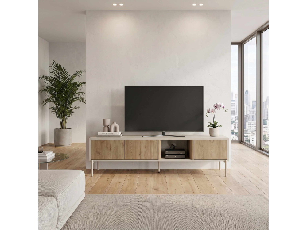 Mueble para la tele de madera «VENTRO» - 150 x 36 x 40 cm - Beige