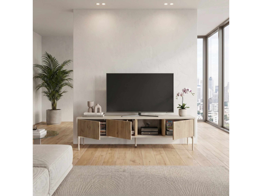 Mueble para la tele de madera «VENTRO» - 150 x 36 x 40 cm - Beige