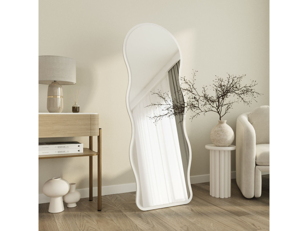 Espejo de pie de madera «Asial» - 50 x 2 x 160 cm - Blanco