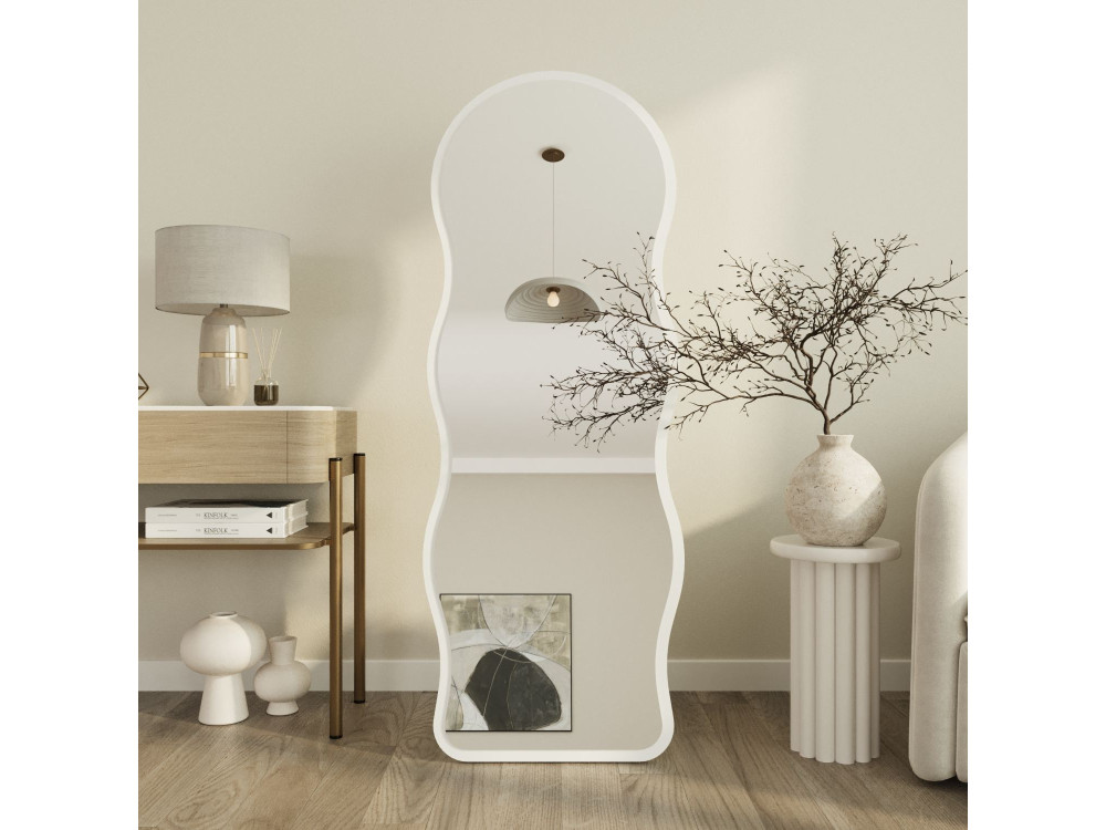 Espejo de pie de madera «Asial» - 50 x 2 x 160 cm - Blanco