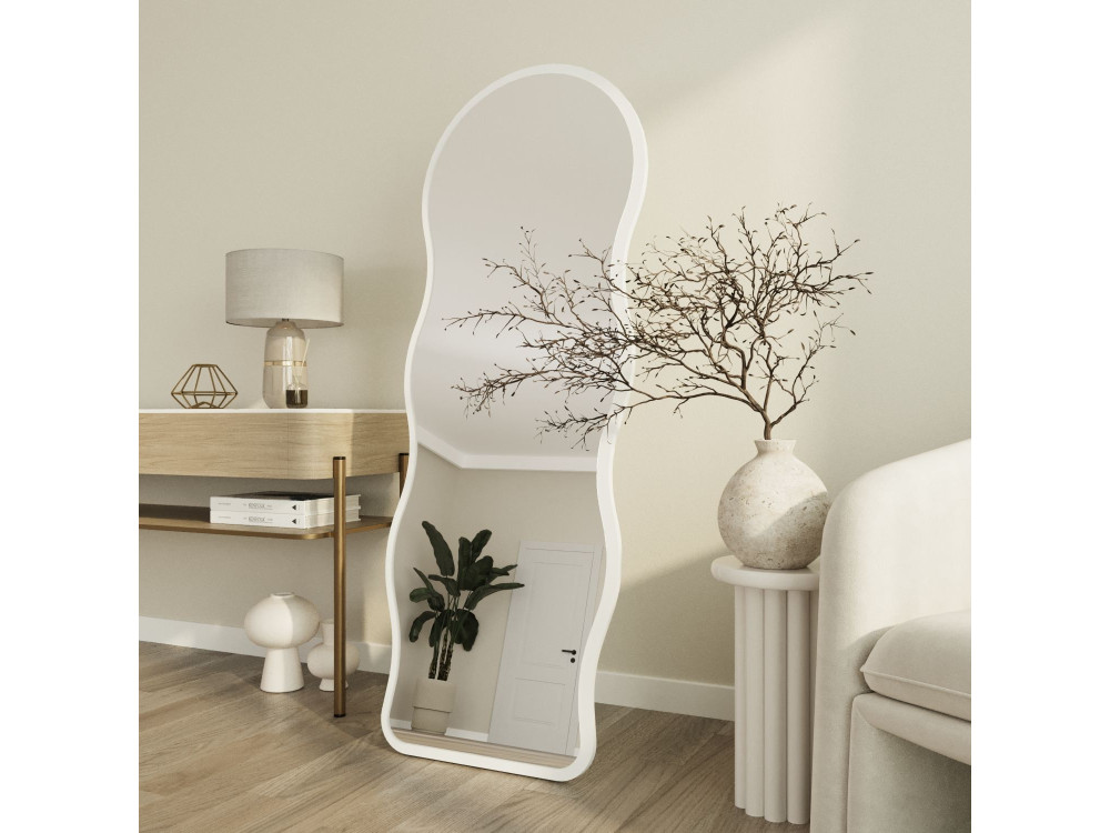 Espejo de pie de madera «Asial» - 50 x 2 x 160 cm - Blanco