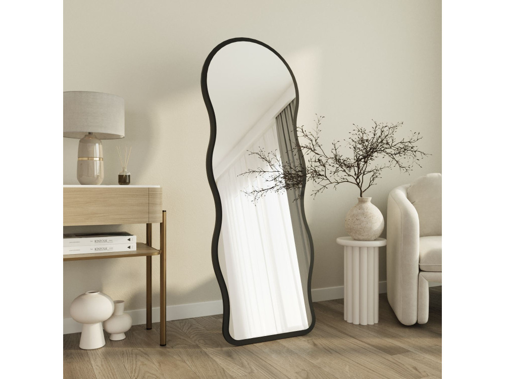 Espejo de pie de madera «Asial» - 50 x 2 x 160 cm - Negro